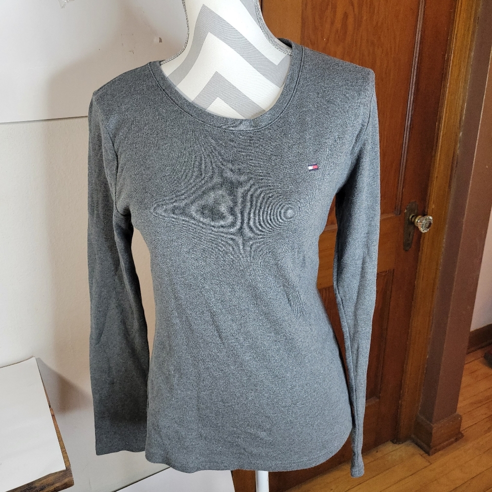Womans Tommy Hilfiger 100% Cotton Long Sleeve Knit T-shirt Size Large